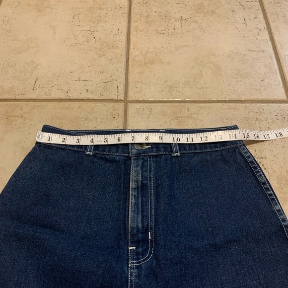 VINTAGE 90s VALINTINO Dark Wash Denim Maxi A-Line Skirt Front Slit - Picture 6 of 7